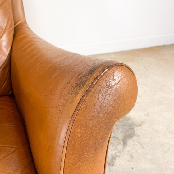 Fauteuils en cuir, marron, Bois, Vintage (photo 12 sur 13)