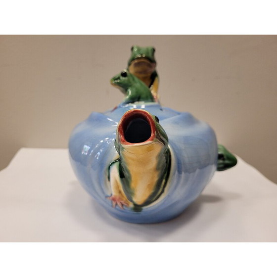 Image 1 of Vintage ceramic teapot "Frogs" by Delphin Massier, France