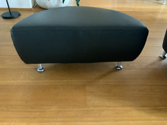 Image 1 of Zwart leren organische bank van FM Muster