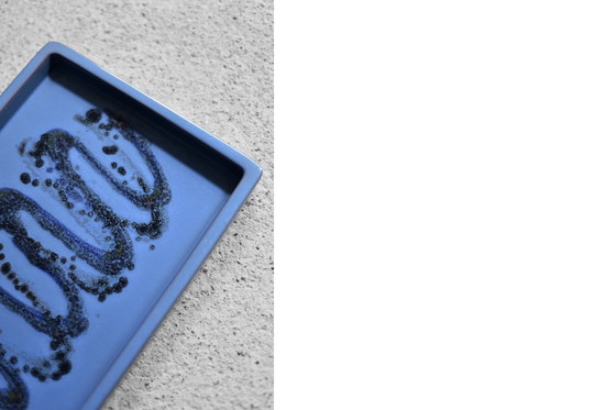 Image 1 of Plateau vintage en céramique bleue, Mid Century Scandinavian Modern, 1960s