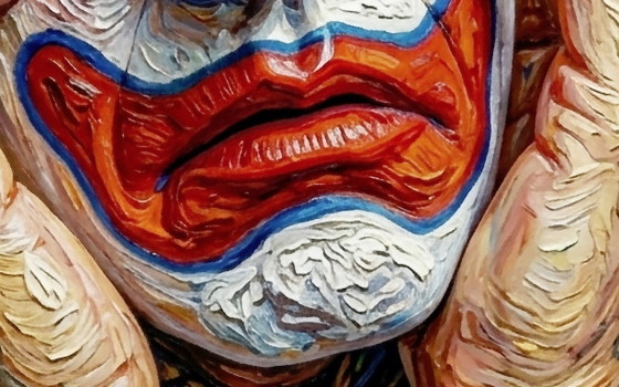 Image 1 of Acrylic painting on canvas "Sad Clown" / 60x60 cm