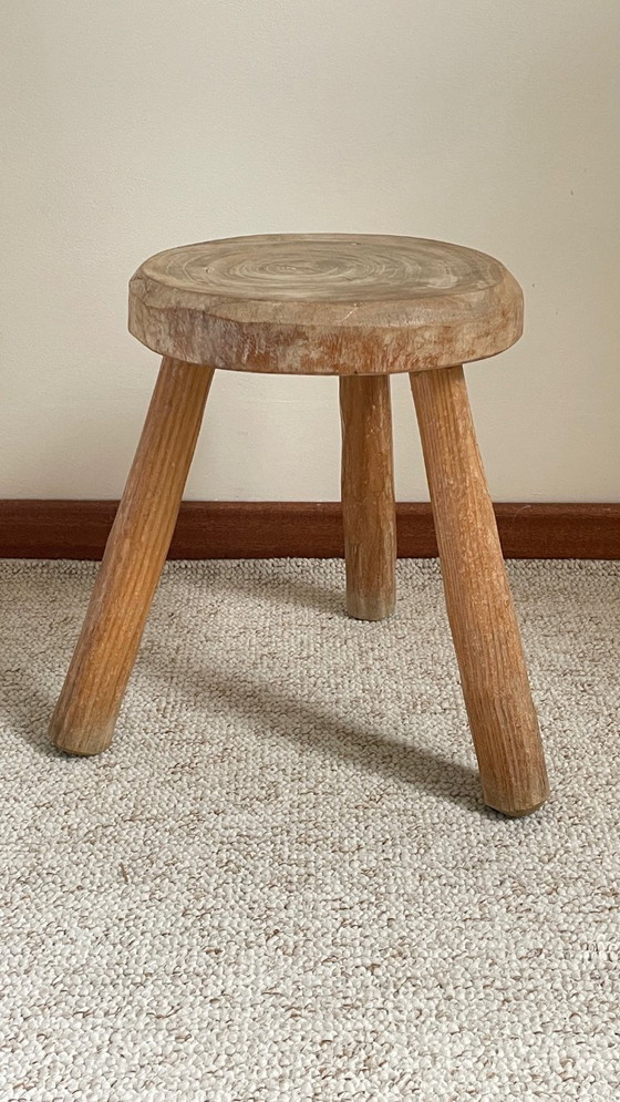 Image 1 of TABOURET Tripode BOIS Massif Vintage