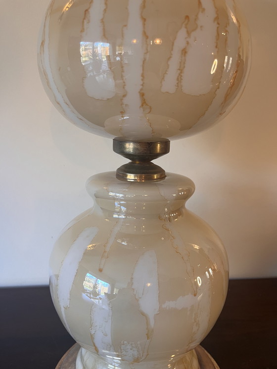 Image 1 of Vintage Lamp Van Glas Met Messing