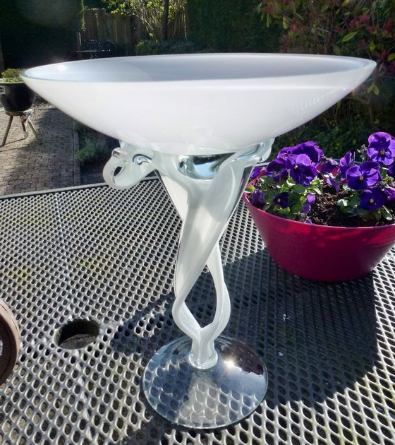 Image 1 of Grand bol sur pied tourné, vintage, par Jozefina Krosno