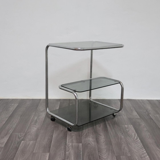 Image 1 of Carrello Portavivande Triplo Ripiano Anni 70 Acciaio Design Modernariato