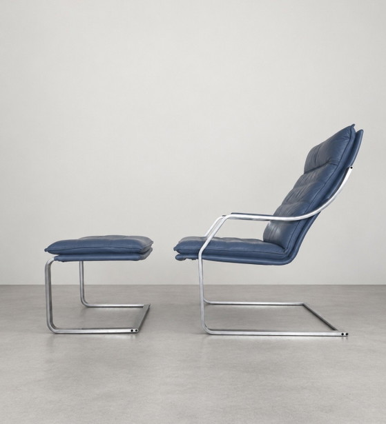 2x Fauteuils Lounge Komet Vintage ArtCollection et Ottoman – rvs, Leather (photo 4 of 15)