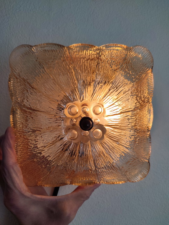 Image 1 of Lampe de plafond Vintage Lampe de plafond Lampe murale 60s Sixties Verre Ambre