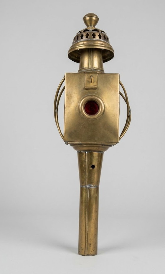 Lanterna Antica in Ottone, Kutschenlampe, Oggetti decorativi, Vetro, Dorato, Vintage (foto 5 di 6)