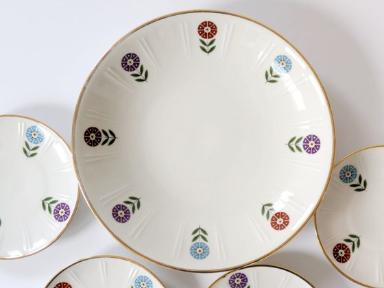 Image 1 of Set 4 Onderzetters + 1 Koekjesbord 1960 Bloemen Decor | Winterling Röslau Bavaria Porselein