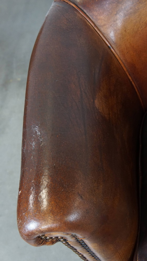 Image 1 of 2 x Cognacfarbener Clubsessel aus Schafsleder