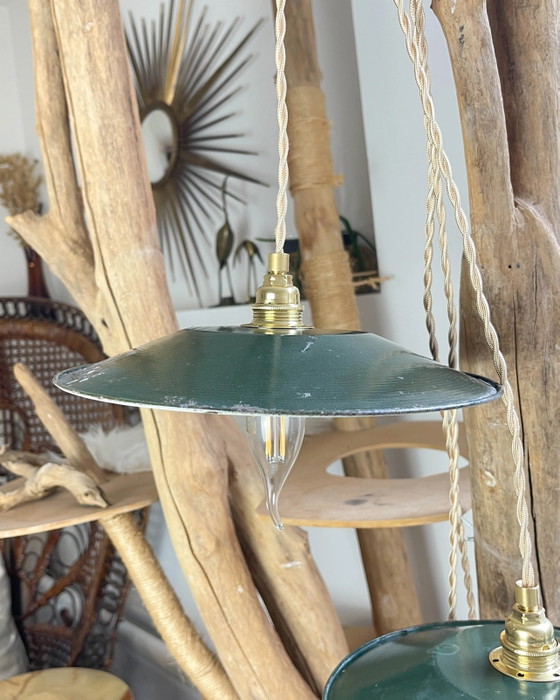 Lampada Portatile Vintage in Acciaio Smaltato Verde Personalizzabile – Illuminazione, Industrieel (photo 4 of 14)