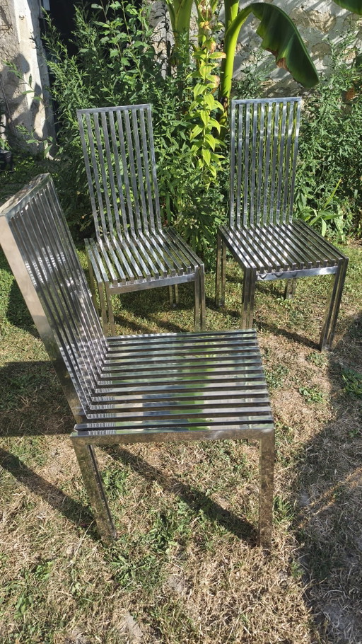 Lot de 3 chaises barreaux chromés Gil and Roy