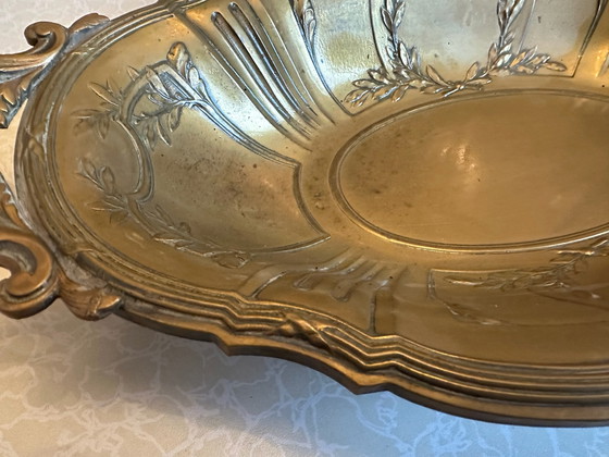 Coupe de centre de table ancienne en laiton, Vers 1900, Accessoires de table, Métal, Doré (photo 8 sur 15)