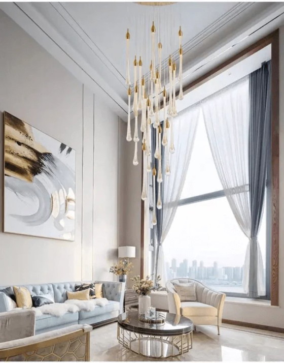 Image 1 of Gran Araña 13 Tea Drop en cristal de doble altura