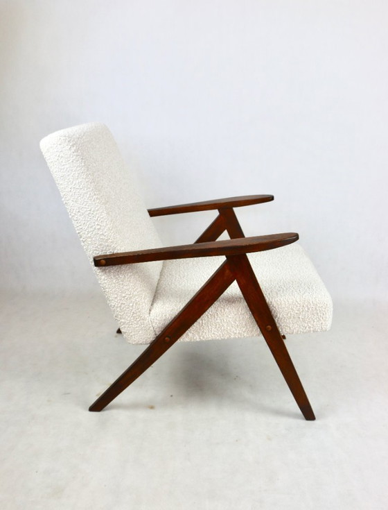 Image 1 of Sedia vintage modello B-310 in bouclé bianco avorio, anni '70