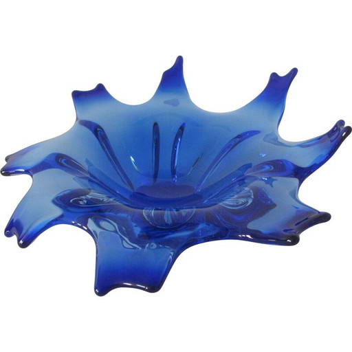 Coupe vintage en verre avec étoile de mer, Tchécoslovaquie 1960