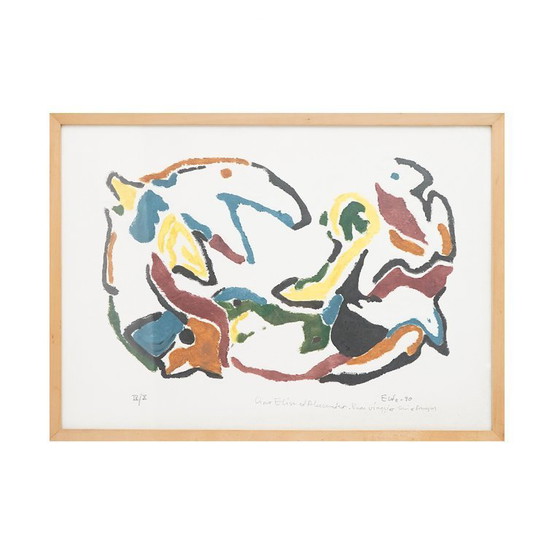 Image 1 of Ansgar Elde, monotype gravure en houtsnede van een monotype voor Il Bostrico, jaren 1990