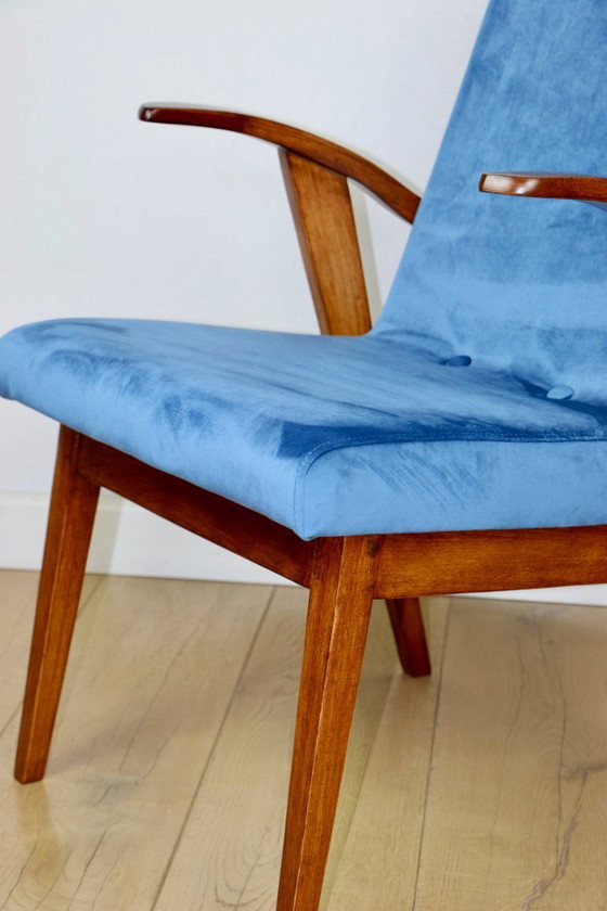 Image 1 of Vintage armchair 300-123, design by M. Puchała, blue sea - 2 pieces available