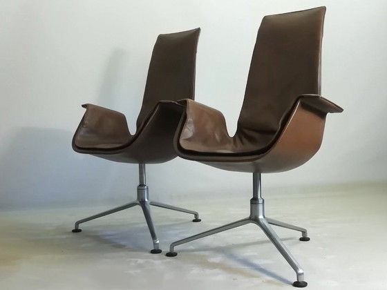 2x KILL FK67 designicoon 1967 Fabricius Kastholm leren stoel TULIP 3-potige KNOLL set van 2 (photo 4 of 20)