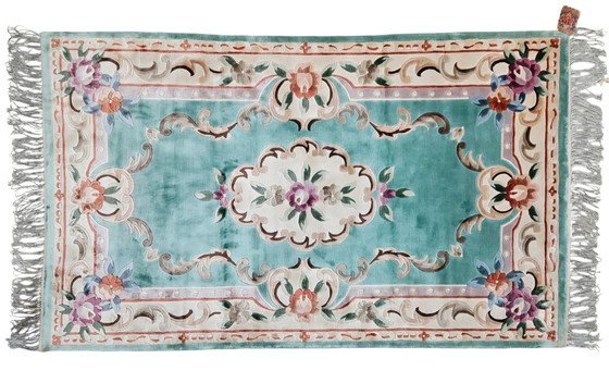 Image 1 of Hand-knotted Oriental Silk Carpet Aubusson Mint New 93x153cm