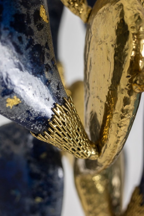 Image 1 of Jacques Duval Brasseur, Groot cactussculptuur in verguld messing. 1992