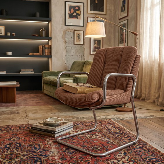 Vintage Armchair 70s – Textile, Chrome (photo 9 of 9)