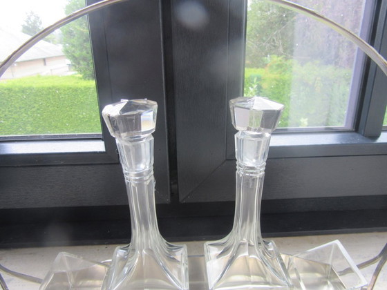 Image 1 of Supporto per ampolla in argento placcato e vetro di cristallo, stile Art Nouveau, vintage