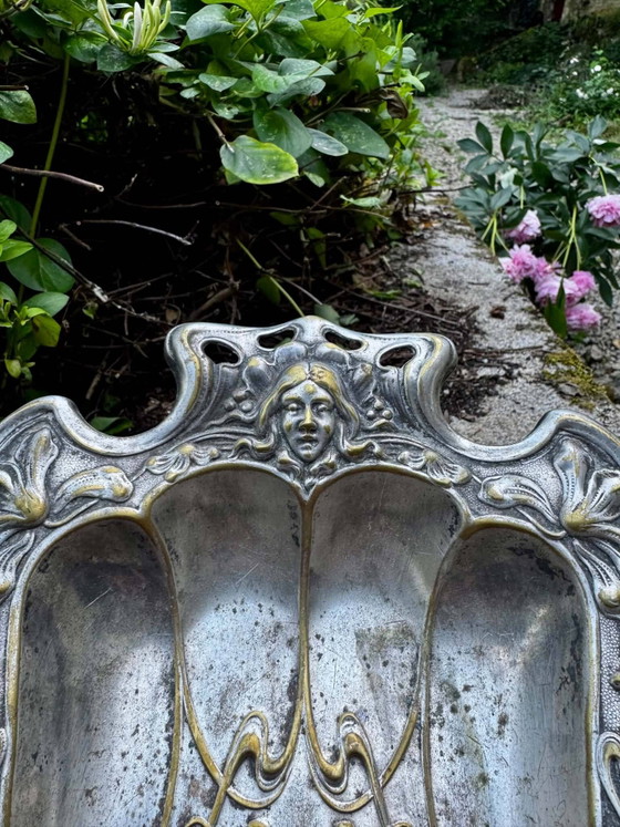 Silvered plateau Art Nouveau Jugendstil 19th century – Table accessories, Metal (photo 5 of 5)