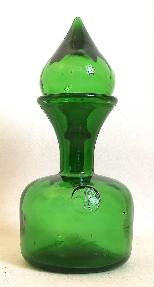Carafe avec bouchon Empoli vert Années 70 Hauteur 27 cm