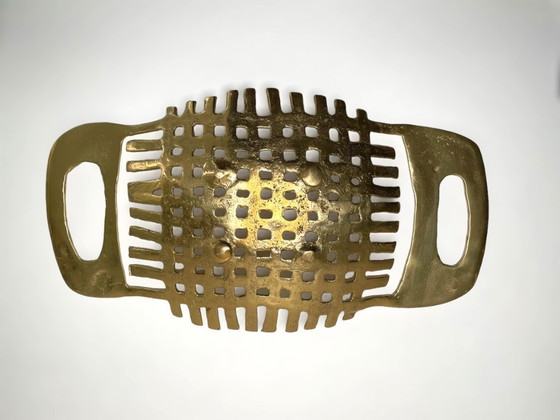 David Marshall Brutalist Brass Fruit Basket - Vintage Spanish Design Cast Brass Bowl - Modernist Woven Brass (photo 8 of 10)