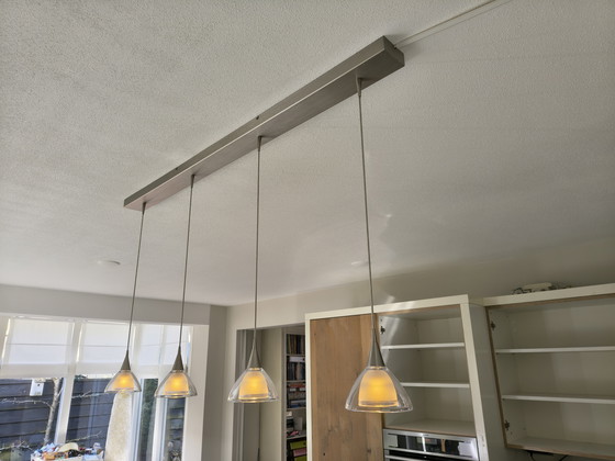 Image 1 of Hanglamp Varanasi, 4 led, nikkel en glas