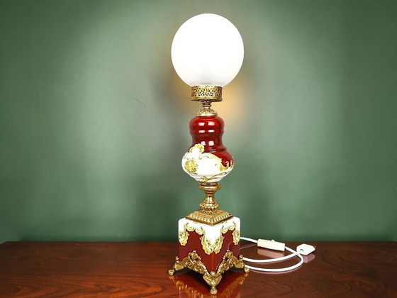 Image 1 of Itailan Hollywood Regency style tall ceramic buffet lamp