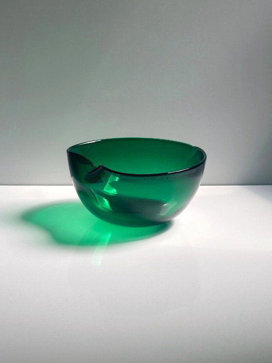 Image 1 of Ciotola in vetro vintage Glasstorm Scotland Ciotola di metà secolo Verde fatta a mano anni '50 Posacenere Vide Poche Murano