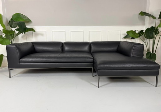B&B Italia Michel Designer Marken Sofa Schwarz Leder Klassiker