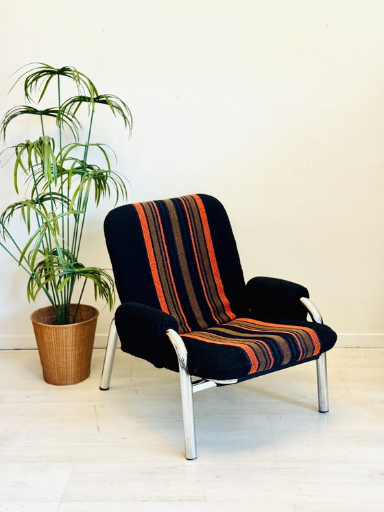 Image 1 of Fauteuils vintage à structure tubulaire chromée épaisse, années 1970