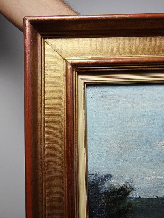 Image 1 of Grand tableau "Villa Camille" ancien années 40-60 huile sur toile signé M.Lesoll