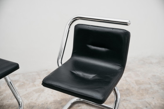Image 1 of Paar Luigi Bardini Design-Sessel aus den 1970er Jahren aus verchromtem Stahlrohr