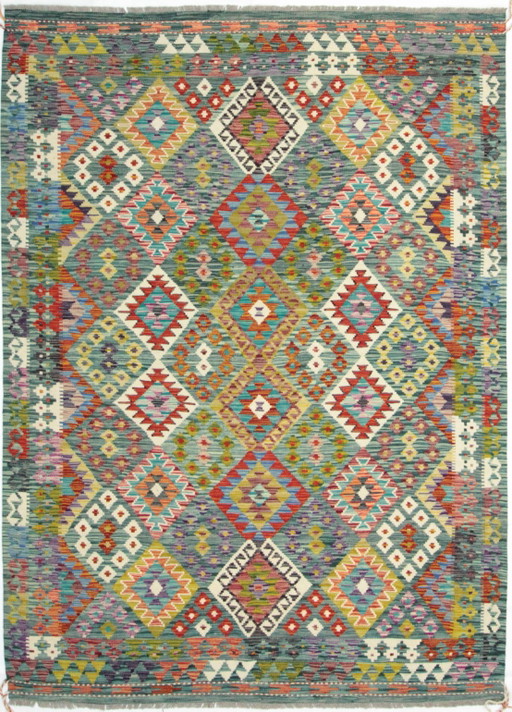 Original Old Style Kelim Afghan 248 X 183 Cm Top Condition