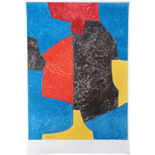 Alte Lithographie von Serge Poliakoff, 1965