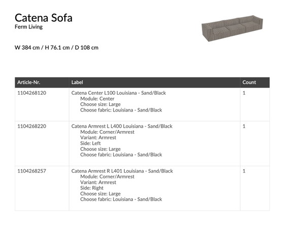 Catena Sofa Ferm Living – 3-5 zitsbanken, Cotton (photo 9 of 9)