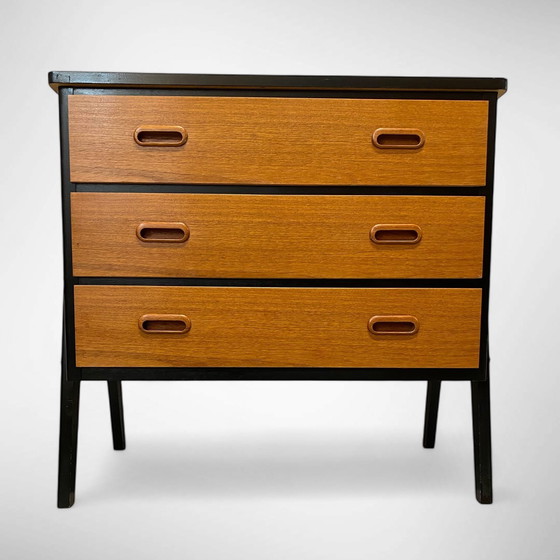 Image 1 of Commode vintage à 3 tiroirs en placage de teck