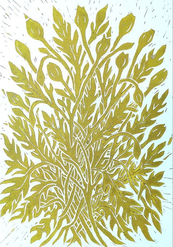 Image 1 of Papaverbladeren - A3 Botanische Linosnede Print