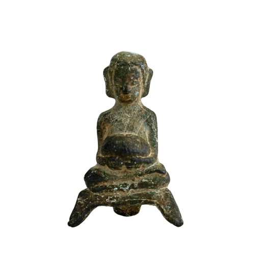 Estatuilla votiva de bronce antigua del Buda – Tailandia, tradición Ayutthaya, siglos XVIII-XIX