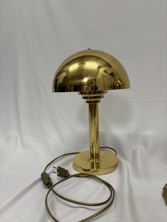 Image 1 of Bellissimo set di lampade a fungo in ottone vintage della WSB Germania
