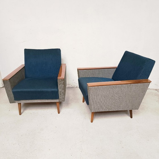 Image 1 of Paar tweekleurige fauteuils, jaren 1960