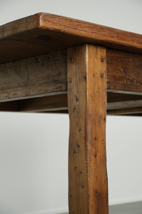 Muy bonita mesa de comedor de granja antigua grande del siglo XIX hecha de madera de pino con un aspecto (photo 13 of 13)