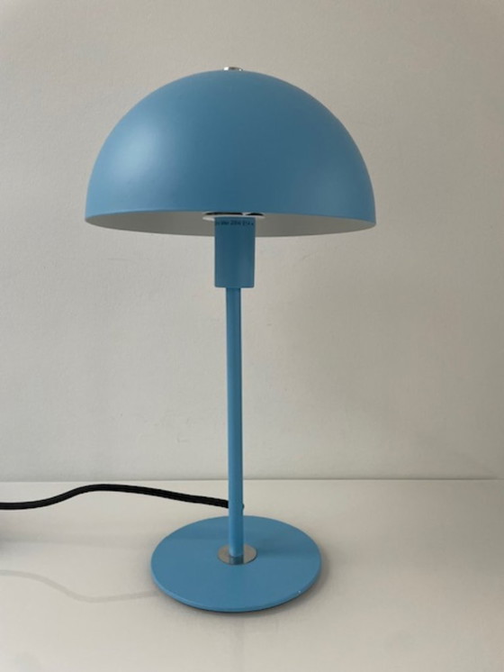 Image 1 of Modern light blue table lamp with dome shade