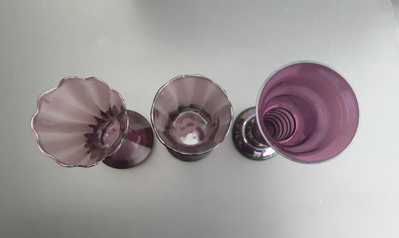 Image 1 of 3 x Doyer vases, crystal, very good, amethyst color
