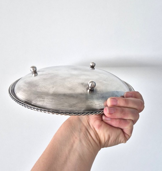 Image 1 of Silver-plated small dish on three ball feet
