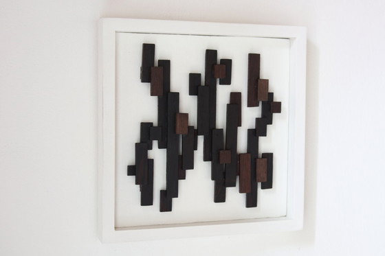 Image 1 of Œuvre d'art tridimensionnelle en bois de wengé